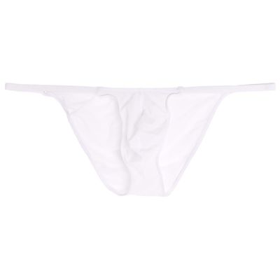 Pirlim Men's G-String Underwear Comfortable Elasticity Inner Pants Briefs T-back Bikini Briefs Temptation Super Sexy Convex (M, White)