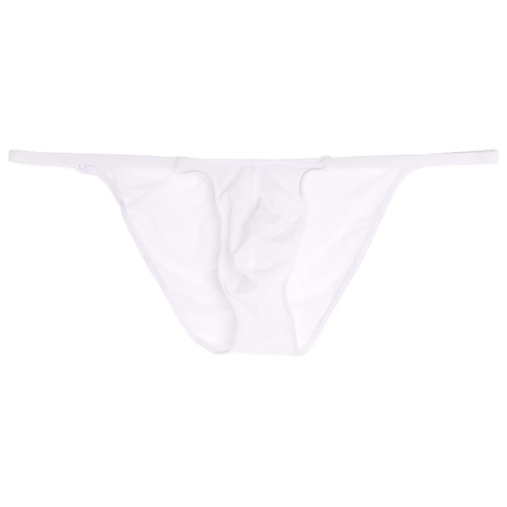 Pirlim Men's G-String Underwear Comfortable Elasticity Inner Pants Briefs T-back Bikini Briefs Temptation Super Sexy Convex (M, White)