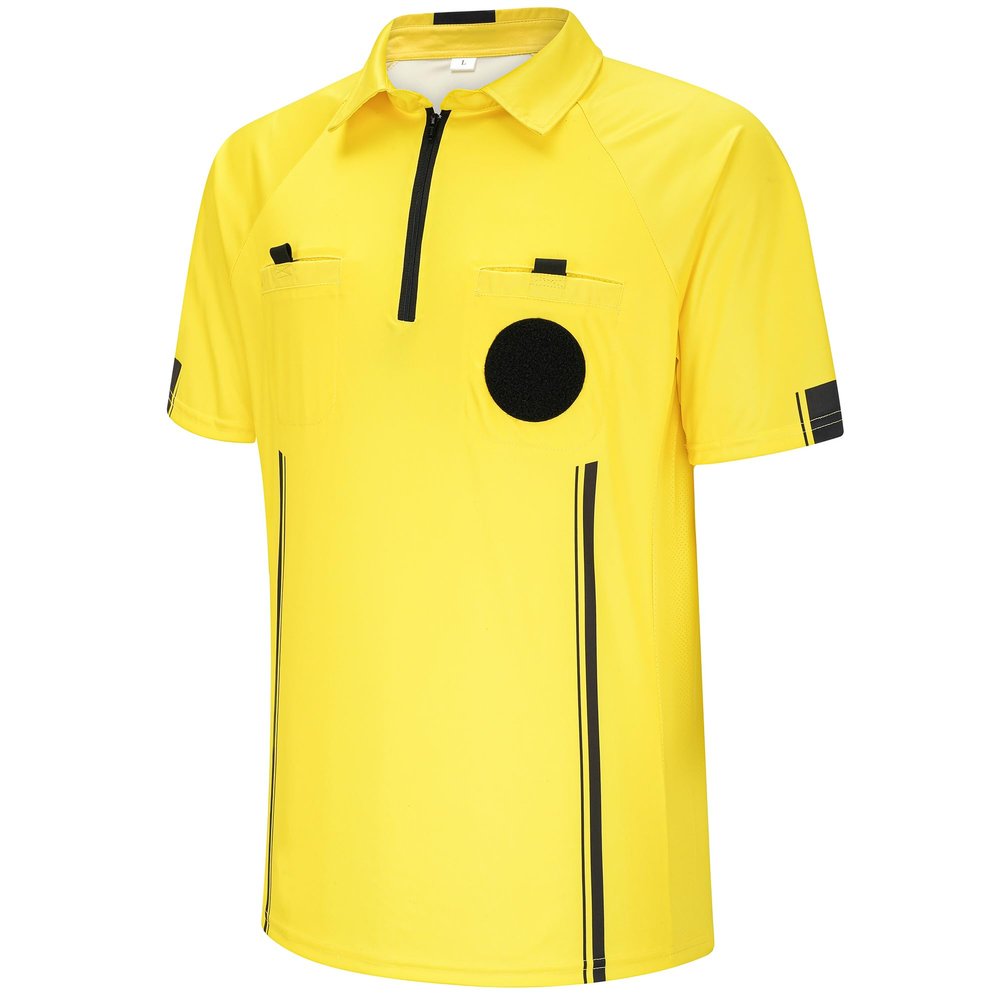 allentian Soccer Referee Shirt, Football Umpire Jersey, Men Official Ref Uniform (XL) -Yellow