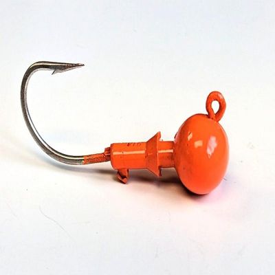 10 3/4oz Saltwater Round Ball Jig Head Striper Redfish Tinned Hook Lures - Orange