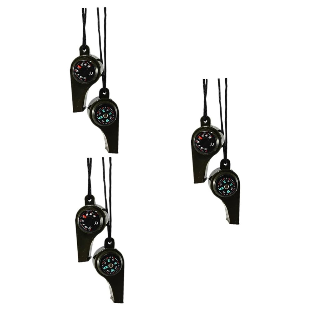 BESPORTBLE Compact Versatile 2-Piece Survival Whistles with Integrated Compass Thermometer for Outdoor Use
