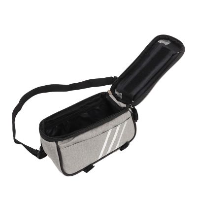 Jeanoko Phone Front Frame Bag, 600D Frosted Cloth Large Capacity Grey Safe to Use Phone Holder Bag for Cycling