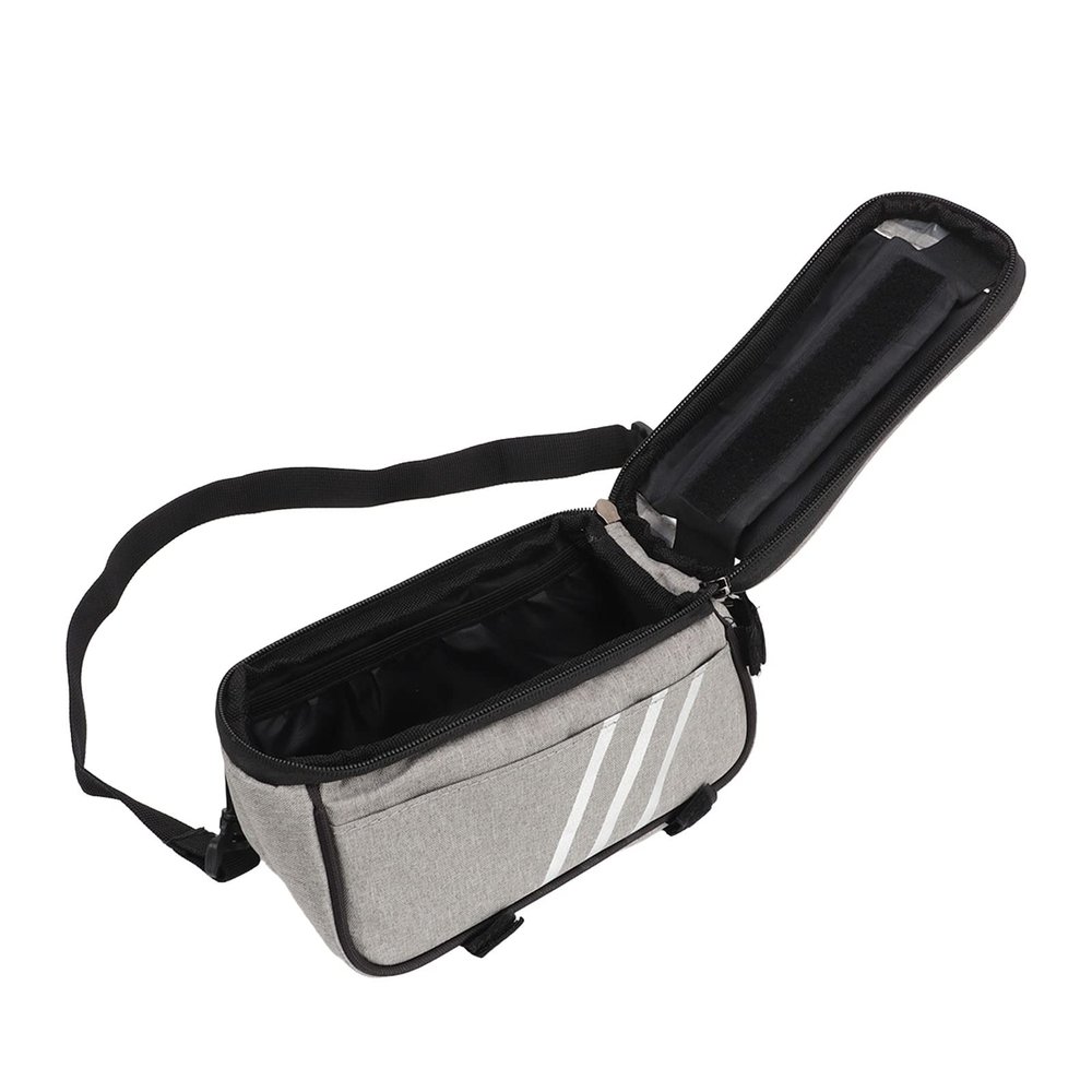 Jeanoko Phone Front Frame Bag, 600D Frosted Cloth Large Capacity Grey Safe to Use Phone Holder Bag for Cycling