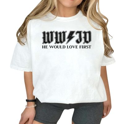 Vintage WWJD Shirt What Would Jesus Do He Would Love First T-Shirt Christian Religious #00108_75