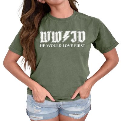 Vintage WWJD Shirt What Would Jesus Do He Would Love First T-Shirt Christian Religious #00108_111