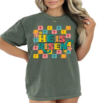 Christian Easter He is Risen Shirt Bible Verse Christian Outfit Religious T-Shirt #00111_50