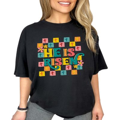Christian Easter He is Risen Shirt Bible Verse Christian Outfit Religious T-Shirt #00111_98