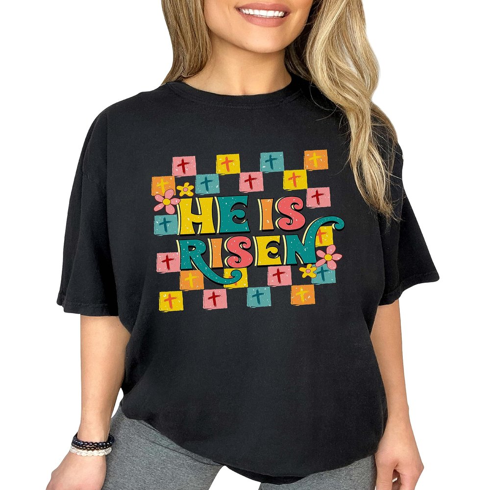 Christian Easter He is Risen Shirt Bible Verse Christian Outfit Religious T-Shirt #00111_98