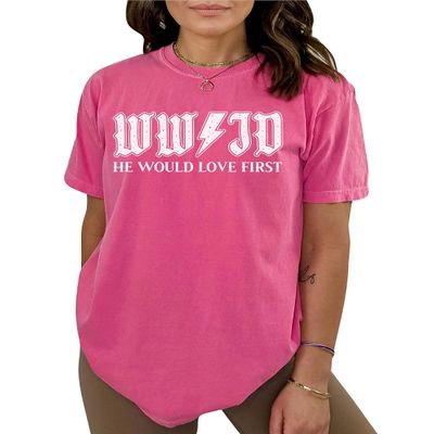 Vintage WWJD Shirt What Would Jesus Do He Would Love First T-Shirt Christian Religious #00108_25
