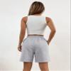 BAWUTZ Solid Knot Waist Slant Pocket Shorts (Color : Gray, Size : Large) view 2