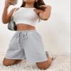 BAWUTZ Solid Knot Waist Slant Pocket Shorts (Color : Gray, Size : Large) view 3