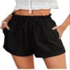 Drawstring Paperbag Waist Shorts (Color : Black, Size : X-Large) view 1