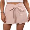 Scallop Trim Belted Shorts (Color : Pink, Size : Large) view 1