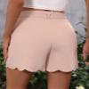 Scallop Trim Belted Shorts (Color : Pink, Size : Large) view 2