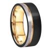 8 mm Tungsten Men's Rings Black and Rose Gold Wedding Engagement Band Brushed Finish Jewelry Grooved Ring Tc-007 11 view 1