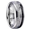 8 mm Jewelry Tungsten Carbide Ring Meteorite Carbon Fiber Inlay Men Women Wedding Band I Love You Engraved 11 view 1