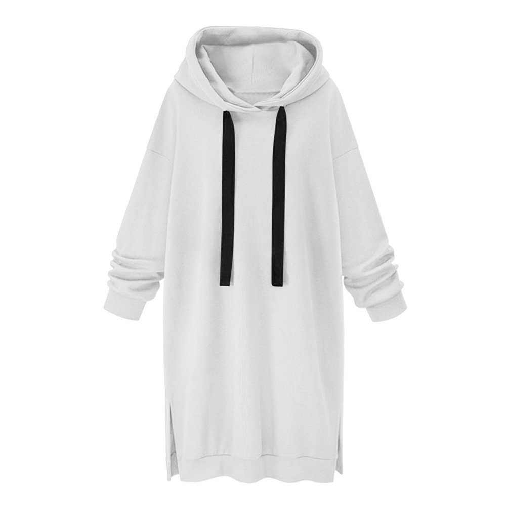 7-R56 White Relaxed Fit Long Plus Size for Teen Girls Fall Winter Cuff Sleeve Midi Brunch Warm Fuzzy Hooded Basic Dresses Womens 2023 Clothes Country Concert MT XXL