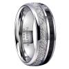8 mm Jewelry Tungsten Carbide Ring Meteorite Carbon Fiber Inlay Men Women Wedding Band Tungsten Engraved 8