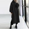 2-V33 Black Women Brunch Dress Cuff Sleeve Dress for Women Long Midi Knee High Loose Fit Long Plus Size Pullover Hooded Plain Fall Summer Dress 2023 Clothing VK M view 2