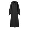 2-V33 Black Women Brunch Dress Cuff Sleeve Dress for Women Long Midi Knee High Loose Fit Long Plus Size Pullover Hooded Plain Fall Summer Dress 2023 Clothing VK M view 3