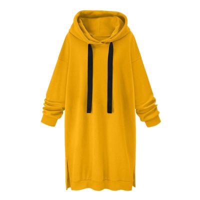 7-R56 Mustard Yellow Womens Relaxed Fit Long Oversized Dresses Dresses for Ladies Cuff Sleeve Midi Brunch Thermal Fuzzy with Hood Plain Winter Fall Dresses 2023 Clothes O9 L