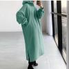 2-V33 Lime Green Womens Loose Fit Long Plus Size Dresses Dresses for Women Cuff Sleeve Long Midi Knee High Casual Pullover Hula Hooded Plain Summer Fall Dresses 2023 Clothes Y2K M view 2