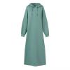 2-V33 Lime Green Womens Loose Fit Long Plus Size Dresses Dresses for Women Cuff Sleeve Long Midi Knee High Casual Pullover Hula Hooded Plain Summer Fall Dresses 2023 Clothes Y2K M view 3