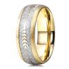8 mm Cool Gold Men Tungsten Carbide Ring Women Wedding Band Meteorite Gold Arrow Inlay Comfort Fit