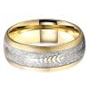 8 mm Cool Gold Men Tungsten Carbide Ring Women Wedding Band Meteorite Gold Arrow Inlay Comfort Fit view 2