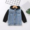 Kids Boys Girls Hooded Classic Retro Denim Jacket Button Coat Patchwork Hooded Outerwear Windproof (A, 12-18 Months) view 2