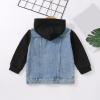 Kids Boys Girls Hooded Classic Retro Denim Jacket Button Coat Patchwork Hooded Outerwear Windproof (A, 12-18 Months) view 3