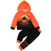 JeuaPho Kids Halloween Outfit Two Piece Pant Set Pumpkin/Skeleton Print Long Sleeve Hood Sweatshirt Long Pants 2Pcs Set (03 Orange, 6-12 Months) view 1