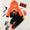 JeuaPho Kids Halloween Outfit Two Piece Pant Set Pumpkin/Skeleton Print Long Sleeve Hood Sweatshirt Long Pants 2Pcs Set (03 Orange, 6-12 Months) view 2