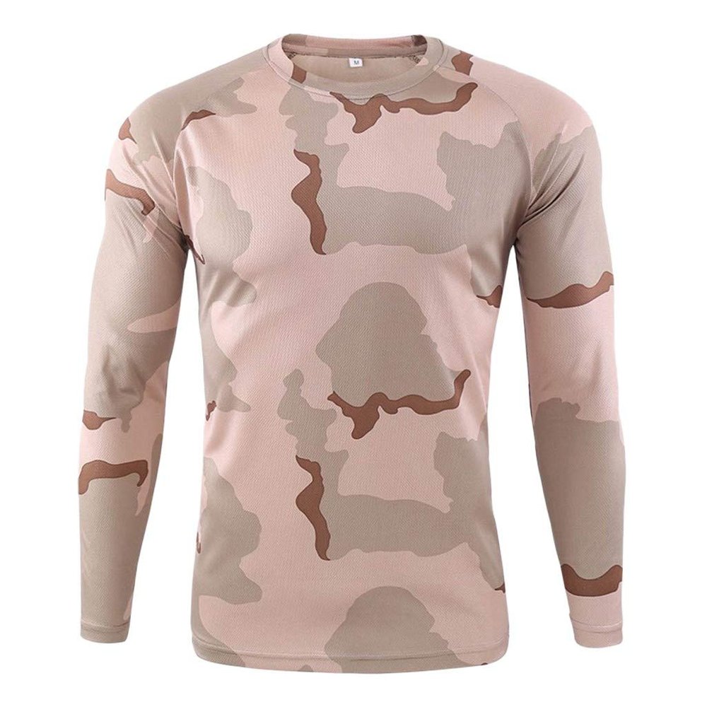 Long Sleeve Camo T-Shirt for Men Vintage Military Camouflage Athletic Compression Shirt Workout Running Fishing Hunting Shirt Tops