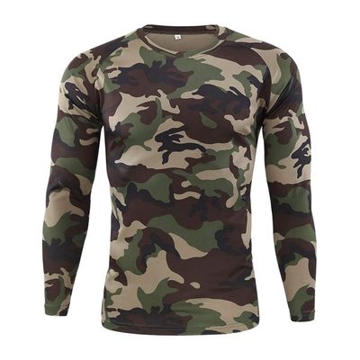 Long Sleeve Camo T-Shirt for Men Vintage Military Camouflage Athletic Compression Shirt Workout Running Fishing Hunting Shirt Tops