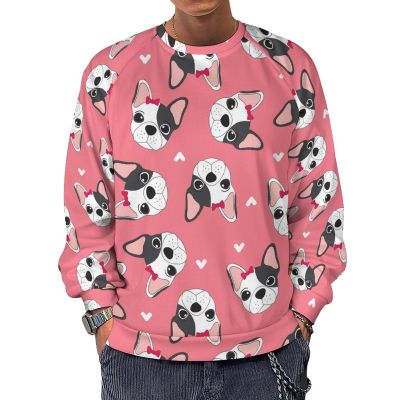 Animal Pug Dog Men's Crewneck Sweatshirt Long Sleeve Pullover Sweater Casual Outwear Tops M