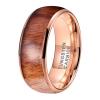 8 mm Rose Gold Tungsten Carbide Ring Wedding Band Wood Inlay I Love You Engraved Domed Comfort Fit Tungsten Engraved 8.5 view 1