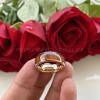 8 mm Rose Gold Tungsten Carbide Ring Wedding Band Wood Inlay I Love You Engraved Domed Comfort Fit Tungsten Engraved 8.5 view 3