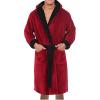 Mens Big and Tall Soft Plush Fleece Hooded Robe Shawl Collar Kimono Bathrobe Cozy Warm Flannel Fleece Sherpa Spa Robes House Coat Pajamas Sleepwear Red view 1