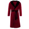 Mens Big and Tall Soft Plush Fleece Hooded Robe Shawl Collar Kimono Bathrobe Cozy Warm Flannel Fleece Sherpa Spa Robes House Coat Pajamas Sleepwear Red view 2