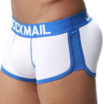 JOCKMAIL Mens Padded Boxer Brief Underwear with Hip Pad Enhancing Buttcocks Boxer Shorts (M, 435-White)