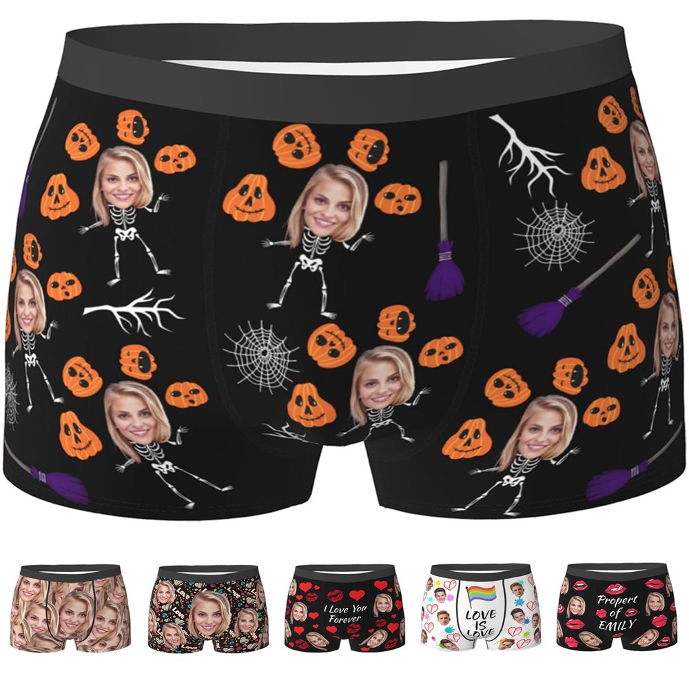 Custom Boxers for Men Boyfriend Husband Father, Personalized Face Underwear with Picture Customized Funny Boxers for Men Birthday Father's Day Valentine's Day Gifts for Him,Small