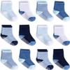 ZAPLES Baby Boys Non Slip Grip Crew Socks with Anti Skid Soles for Infants Toddlers Kids, Blue Stripes 12 Pairs, 12-36 Months view 1