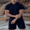 JoZorro Men's Polo Shirt Sets Fashion Casual Summer 2 Piece Shorts Outfit TrackSuit, Navy Blue1, Medium view 2