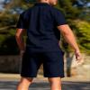 JoZorro Men's Polo Shirt Sets Fashion Casual Summer 2 Piece Shorts Outfit TrackSuit, Navy Blue1, Medium view 3