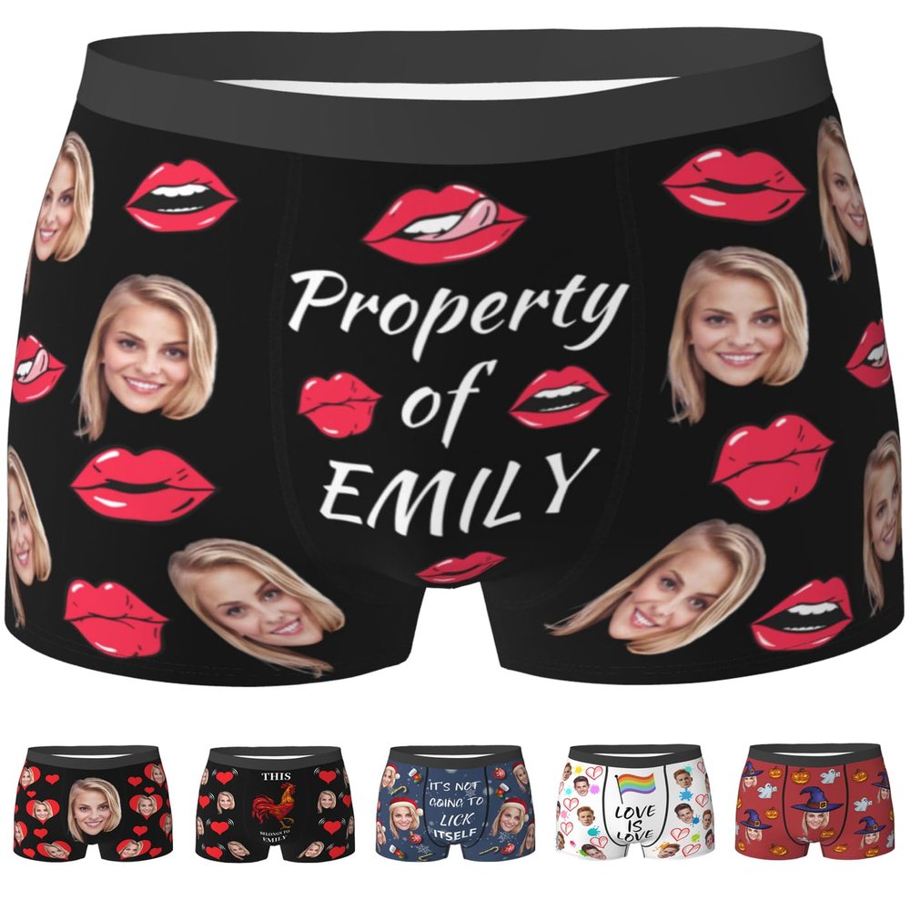 Custom Boxers for Men Boyfriend Husband Father, Personalized Face Underwear with Picture Customized Funny Boxers for Men Birthday Father's Day Valentine's Day Gifts for Him,Medium