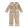 Kids Tales Child Velvet Pajama Sets Christmas Button Down Long Sleeve Shirt + Long Pants Boys Girls Solid Loungewear 2PCS view 1