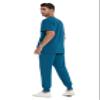 COZYFIT Men Scrubs Set  Stretch V-Neck Scrub Top & Jogger Pant with 8 Pockets, Yoga Waistband, Anti-Wrinkle - Caribbean Blue, L view 3