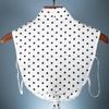 HALLMERS White Bow Tie Black Polka Dot Soft Satin Polyester Detachable Collar Elegant Knot Vintage Layered Style Buttoned Dickey Faux Shirt Fake Top False Blouse Dickie Removable Dicky Womens Bib view 2
