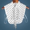 HALLMERS White Bow Tie Black Polka Dot Soft Satin Polyester Detachable Collar Elegant Knot Vintage Layered Style Buttoned Dickey Faux Shirt Fake Top False Blouse Dickie Removable Dicky Womens Bib view 3